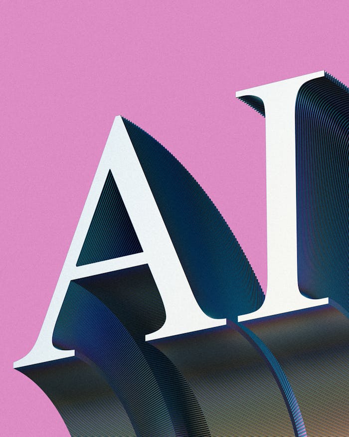 home-services-02 Creative AI typography art with gradient effects on a pink backdrop.